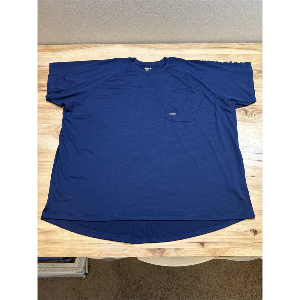 Ariat Men's Navy Blue Rebar Moisture Wicking Pocket Short Sleeve Shirt Size 4XL